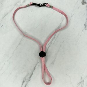Pink Adjustable Double Clip ID Badge Holder School Work Lanyard Necklace